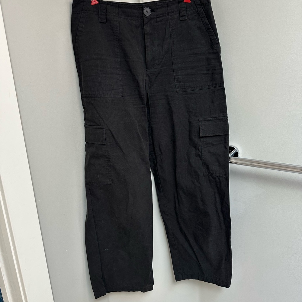 Zara Black Cargo Pants Straight Leg Design
